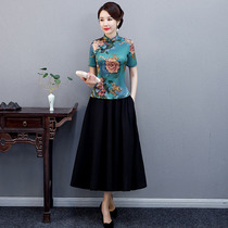 New cheongsam 2021 new female Chinese style short sleeve Chinese modified top two-piece dress summer