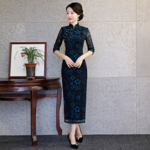 Cheongsam 2021 new female long retro temperament elegant old Shanghai photo studio photo improvement dress summer