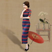 Lace new long cheongsam 2021 new young women improved single split sexy dress summer