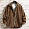 2020 Plaid Jacket for Men, Casual Spring and Autumn Single-Breasted Loose Fit Japanese Style Lapel Youth Short Woolen Coat