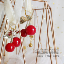 (A Red Cherry) Bow Tie Ornament Cat Dog Comfortable Collar Lace Bell (30 Full)