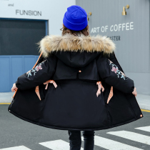 Girls  cotton clothes 2021 new Korean version of the big childrens cotton coat Childrens medium-long down quilted jacket thickened winter coat