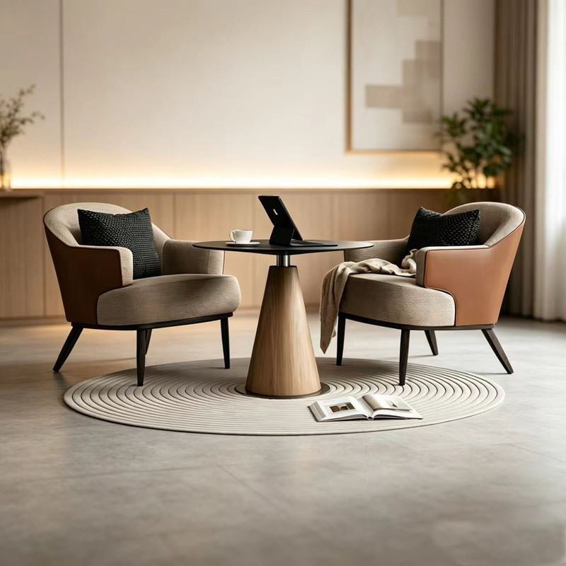 Light Luxury Hotel Clubhouse Reception Area Single Sofa Chair Modern Minimalist Meeting Sofa Set Balcony One Table Two Chairs