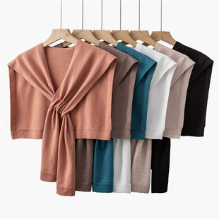 Летняя трикотажная накидка, осенний модный фальшивый воротник, универсальный жилет, в западном стиле, с защитой шеи