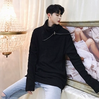 Mùa thu mẫu thiết kế cọc dây kéo trang trí tay áo len dài tay thương hiệu nam giới chạm đáy áo len shop quần áo nam