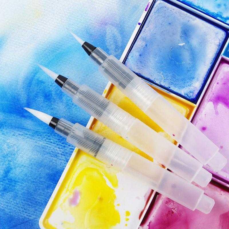 Water pen watercolor pen solid watercolor paint soft pen set water storage brush flat head brush hook line pen