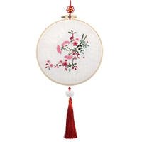 Вышивка висящая живопись-фурун (материал) 20*20 см Имитация бамбуковая вышивка+Хузет узел+узел Lotus Lotus