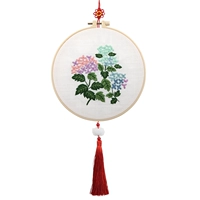 Вышивка висящая рисовать-гидрангея (материал) 20*20 см. Имитация бамбуковой вышивки+хрусантемум узел+уши лотоса
