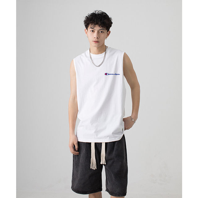 Champion Ant pure cotton vest men's loose round neck fitness casual sports basketball sweat-absorbent sleeveless waistcoat T-shirt