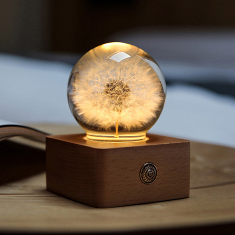 Planting Dandelion crystal ball night light Birthday gift Wedding gift boyfriend girl Creative Children Tanabata Valentine's Day