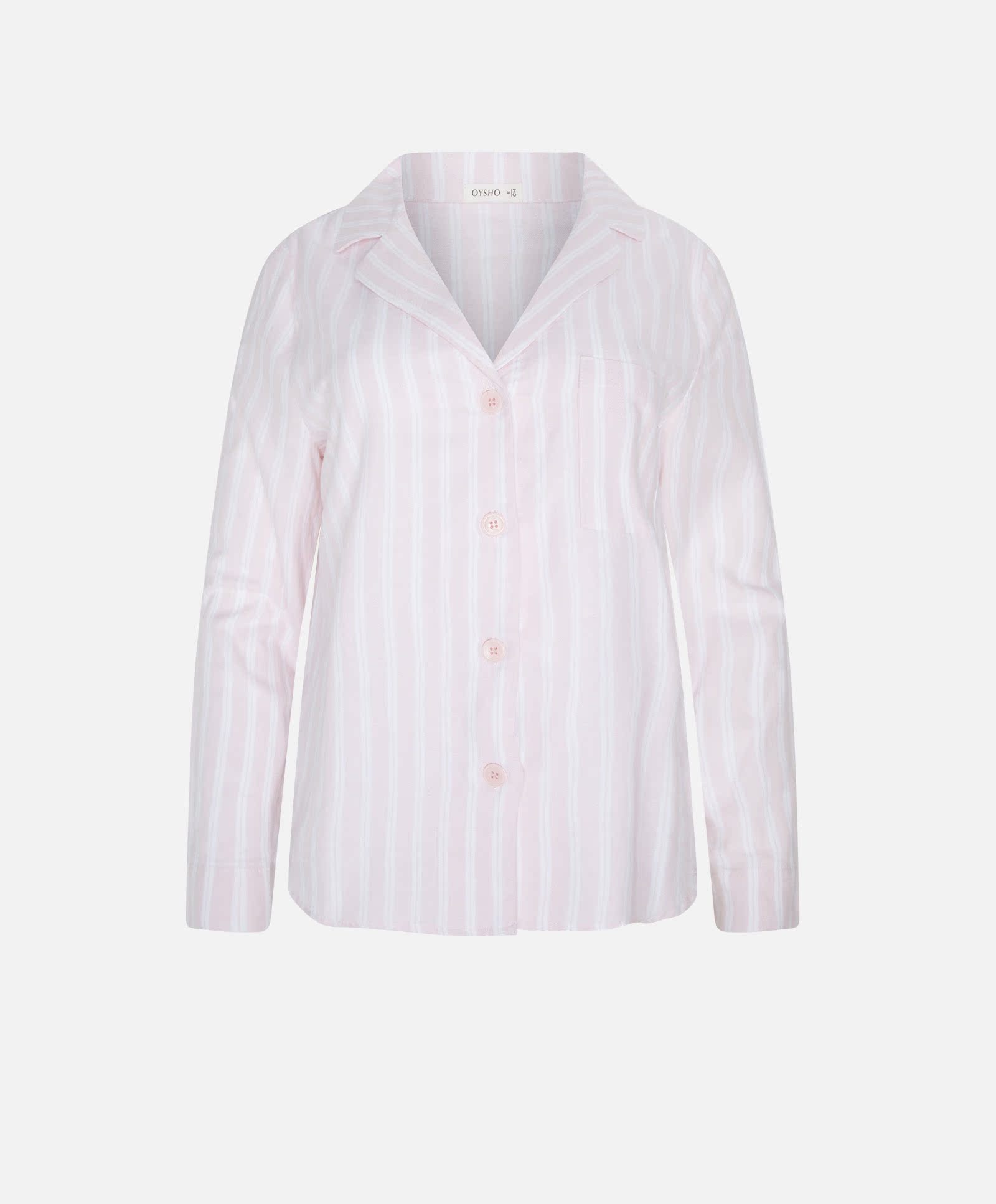 Oysho flannel sọc hồng dịch vụ tại nhà thoải mái áo pyjama dài tay 31080624622 đồ lót