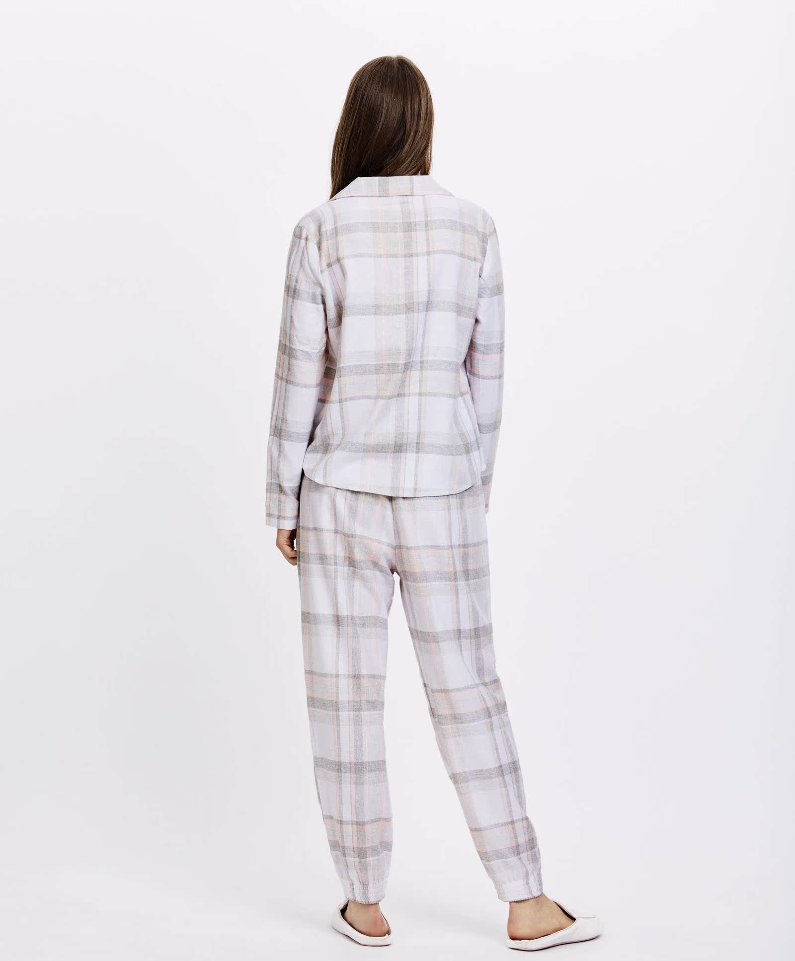 Oysho giảm giá mùa thu và mùa đông Flannel ánh sáng màu xám áo sơ mi nữ đồ ngủ mùa thu đông thoải mái 31084624959 bộ pyjama nam