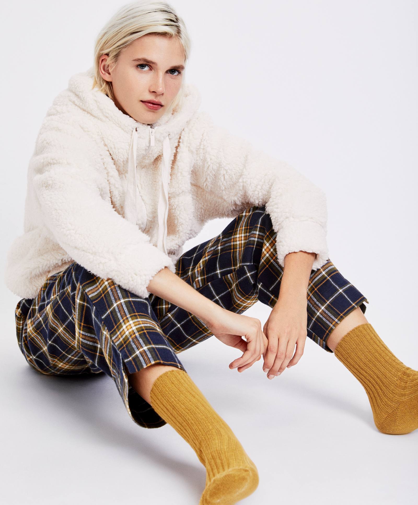 Oysho mùa thu đông giảm giá Quần sọc sọc thời trang ở quần eo nữ cotton 30345624401 quần mặc nhà unisex