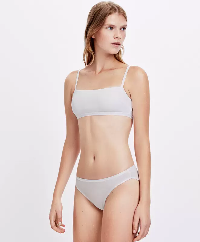 Oysho mùa thu đông giảm giá túi trắng cổ điển hip lady tam giác cotton đồ lót eo thấp 30055461250