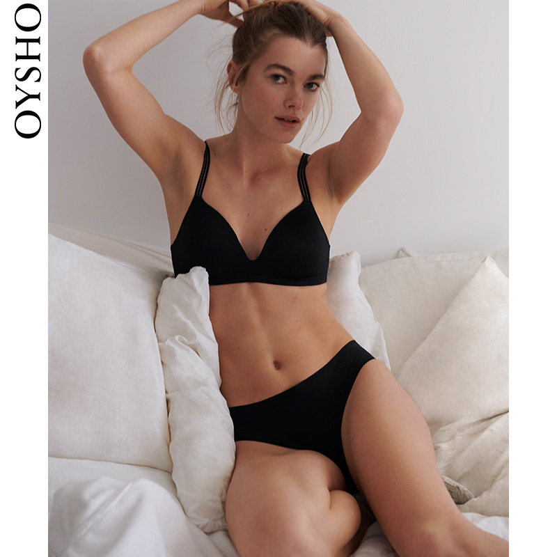 Oysho triangle seamless underwear without steel ring thin large chest showing small underwear bra ladies 30159577800