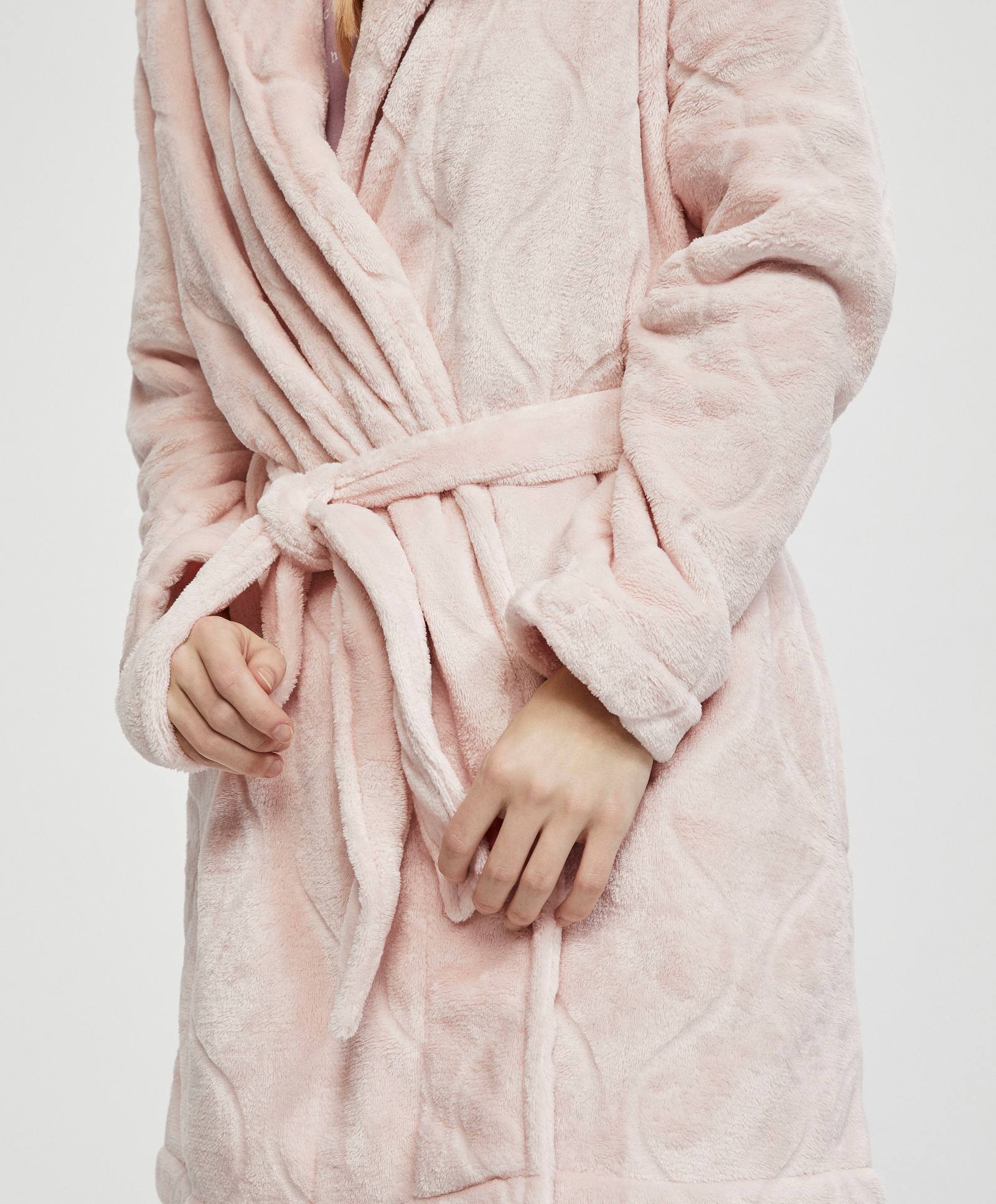 Oysho mùa thu và mùa đông giảm giá quilted da lộn dài tay áo choàng nữ nhà áo ngủ đồ ngủ 30789930622 đồ ngủ cao cấp