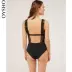 Oysho ren đen trang trí sling jumpsuit body body corset đồ lót nữ 30399294800 - Một mảnh