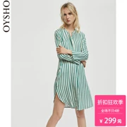 Oysho nước xanh sọc giản dị dịch vụ nhà dài tay nhà đồ ngủ nữ mùa hè nightdress 31094867545