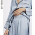 Oysho màu xanh ống nhà quần pyjama quần eo nữ mùa thu và mùa đông 30320632499 quần baggy nam Quần tây