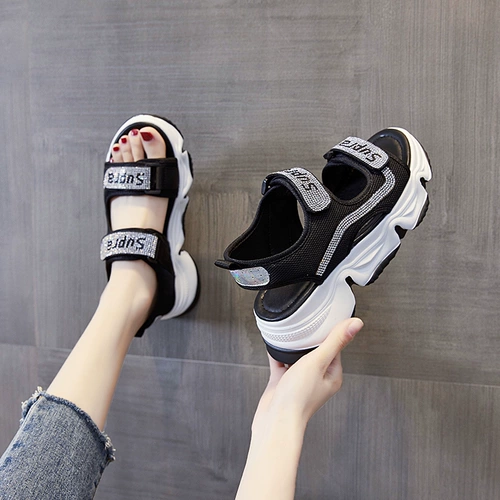 Спортивные сандалии на липучке на платформе, летняя пляжная обувь для отдыха, коллекция 2022, мягкая подошва