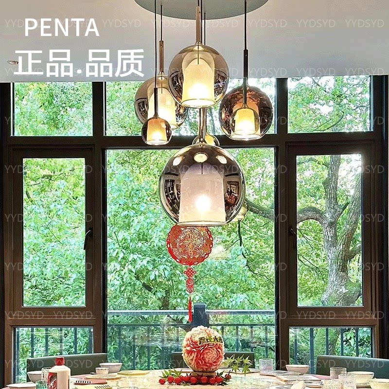 Итальянская люстра из стекла PENTA GLO вилла с подсветкой лестницы бар островная терраса прикроватная тумбочка в спальне гостиная столовая люстра