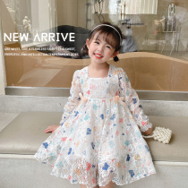 Girls Autumn Dress Baby Long Sleeve Skirt Princess Chiffon Girl Spring and Autumn Children 3 White 5 Years Old