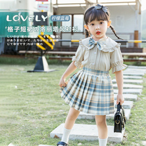 jk uniform summer skirt childrens suit girls foreign style college style full set of lattice skirt childrens summer dress