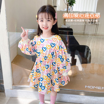 Girls autumn dress children Korean childrens clothing 2021 early autumn skirt baby Foreign long sleeve princess dress spring and autumn