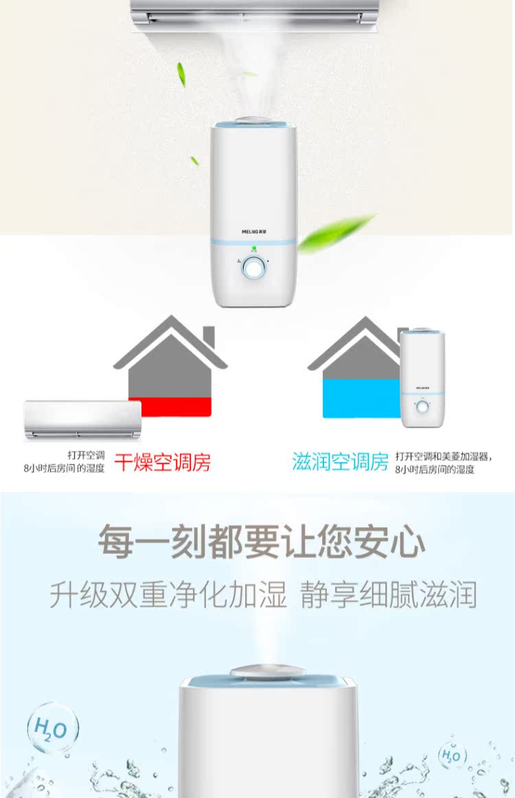 máy tạo độ ẩm mini xiaomi sothing Meiling máy làm ẩm không khí gia đình câm phòng ngủ công suất lớn phụ nữ mang thai bé nhỏ điều hòa không khí thanh lọc máy hương liệu - Máy giữ ẩm máy tạo độ ẩm smartmi