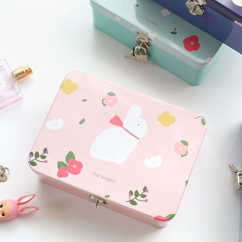 Iron box with lock small box key privacy document desktop storage box with password lock thickened iron box