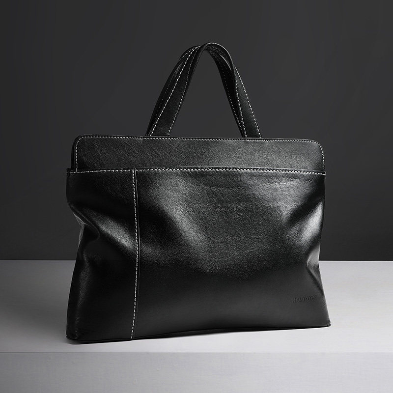 HT Ghorton 2022 New Genuine Leather Men's Handbag Business Casual Brief Cross Section Large Capacity Briefcase Man Wave