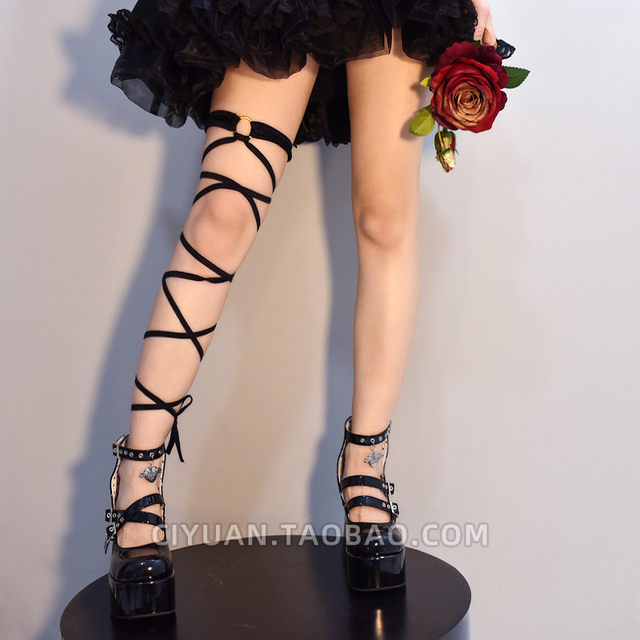 Harajuku Lolita Lolita white strap leg leg ring leg strap lo girl wedding leg strap with cos ຕົບແຕ່ງຂາ