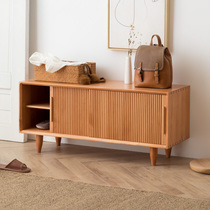 Nordic solid wood shoe stool Household door entrance shoe stool Entry shoe rack can sit shoe cabinet multi-function stool