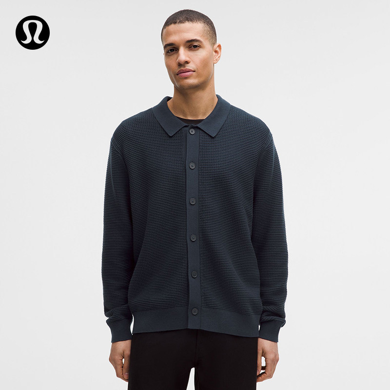 Cotton-Blend Men's Cotton Blend Knit Lapel Cardigan丨Lululemon丨Lm3Gwds Cotton-Blend Men's Cotton Blend Knit Lapel Cardigan丨Lululemon丨Lm3Gwds