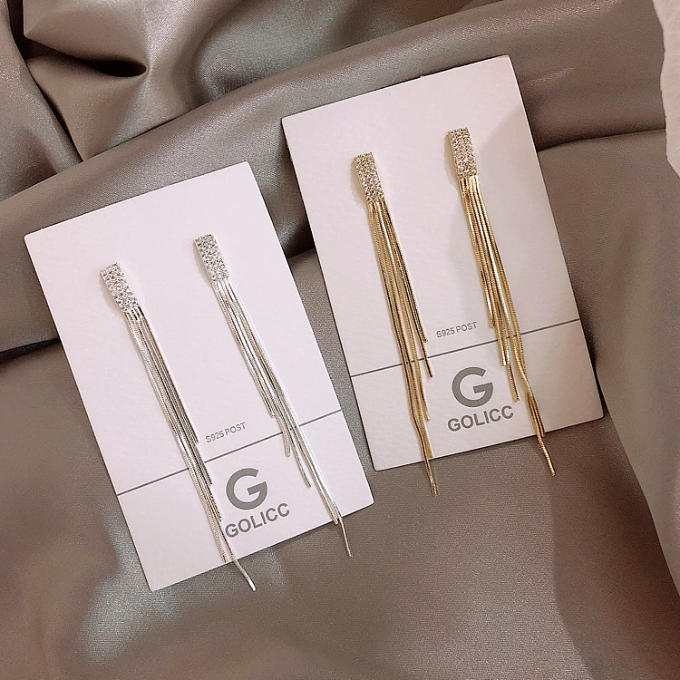 2020 new Japanese and Korean cold temperament long version tassel earrings s925 silver needle ear needle tide earrings women's jewelry