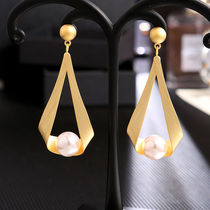 S925 silver pin new minimalist imitation pearl earrings woman earrings personality temperament South Korea long Ear Pendant Tide Ear Ornaments