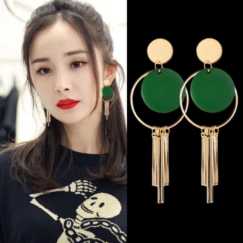 Earrings Korean all-match exaggerated ear jewelry personality pendant hipster Japanese and Korean simple earrings long version temperament ear acupuncture women