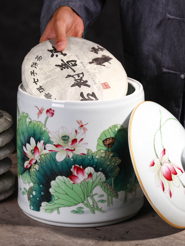 Creative restoring ancient ways to save receives seven loaves pu 'er tea pot household ceramics large seal pot moisture white tea packaging