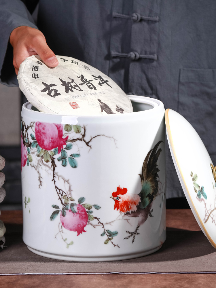 Jingdezhen ceramic POTS caddy fixings bread seven large tea urn home wake seal pot store pu - erh tea POTS