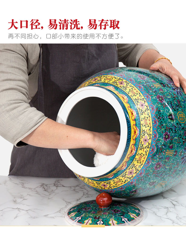 Jingdezhen barrel ricer box 20 jins 30 jins of 50 pounds with cover cylinder tank storage tank of household ceramics moistureproof cylinder
