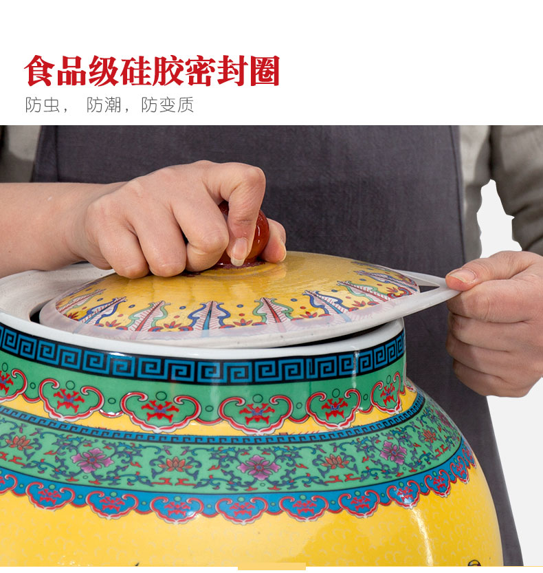 Jingdezhen ceramic barrel 20 jins 30 jins of 50 kg pack ricer box storage box with cover household moistureproof insect - resistant meter as cans