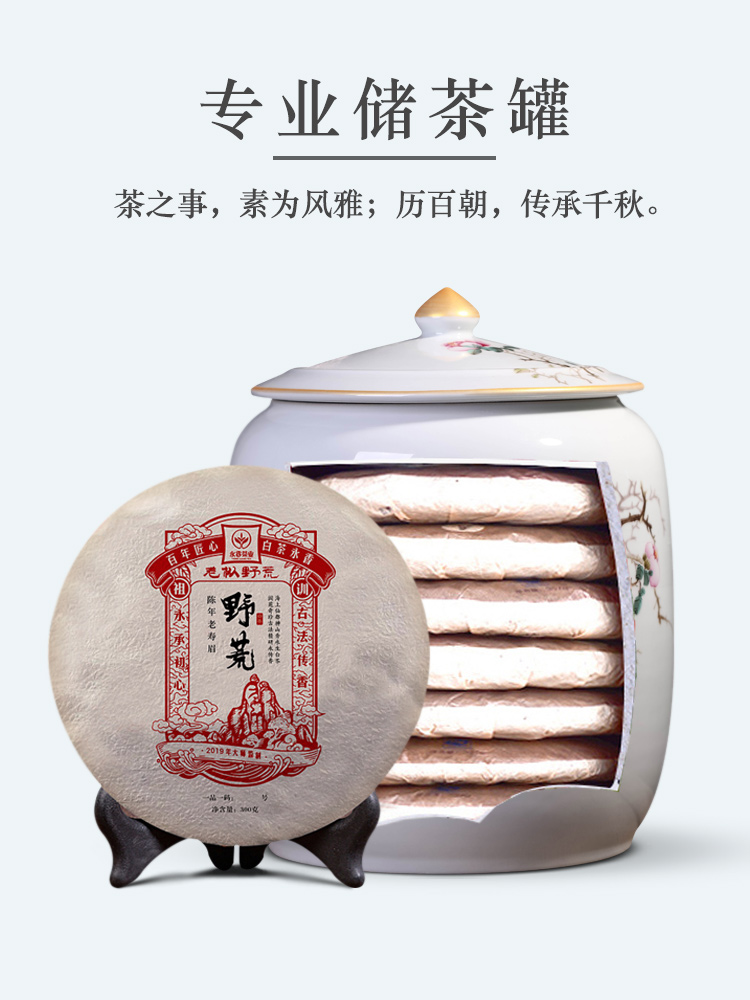 Jingdezhen ceramic seal pot pu 'er tea cake large receives the eighth cake gift porcelain tea pot