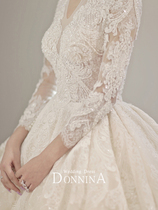 Donna long sleeve wedding dress 2022 new bridal atmosphere high-end retro palace Slim Trailing Temperament Staple Yarn