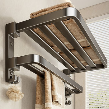 German Precision Towel Rack Bathroom No-Drill Towel Rack Integrated Hanging Rack Set Shower Room Shelf Storage Rack