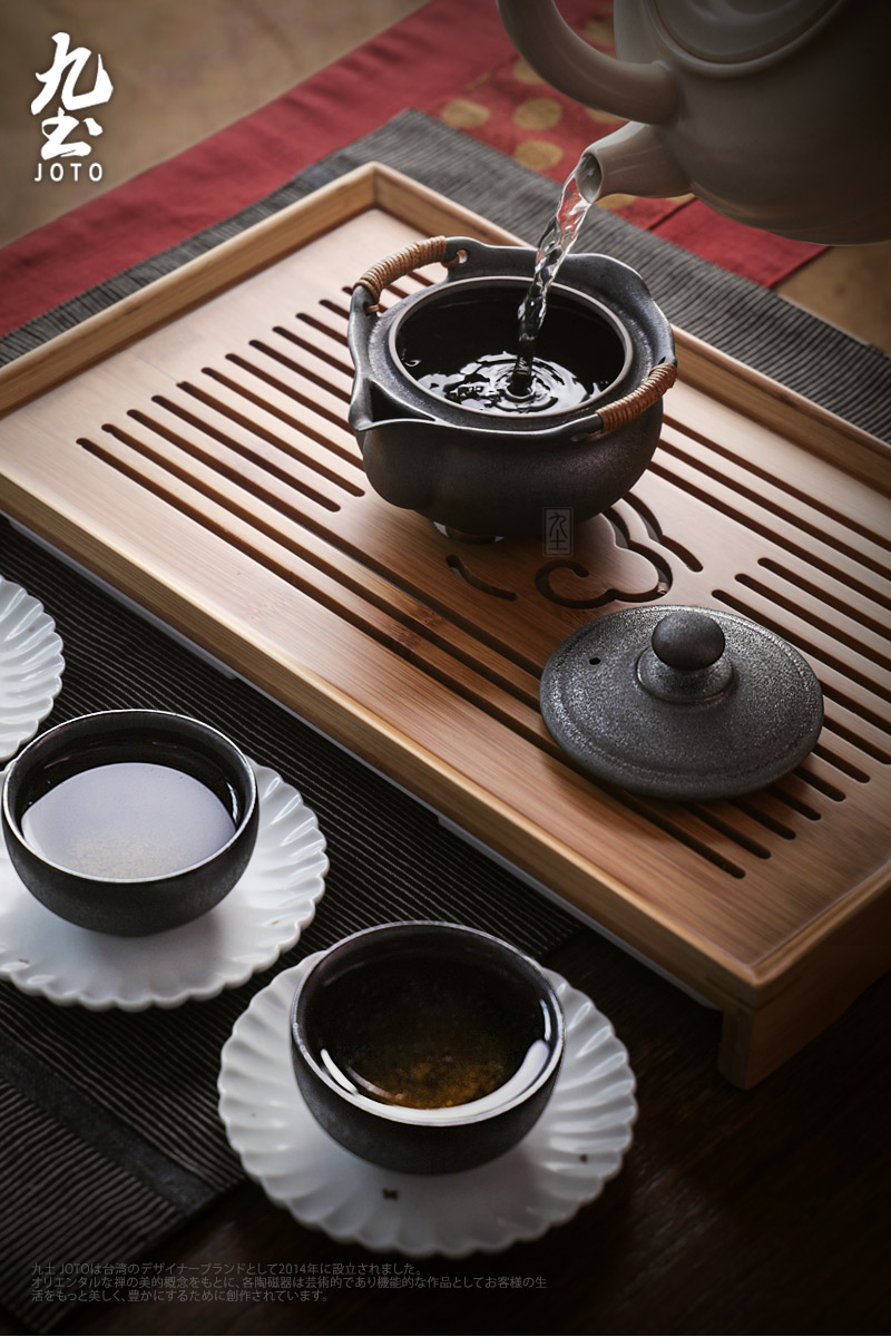 Japanese hand grasp nine soil pot teapot checking ceramic POTS sample tea cup cup a pot of four cups of kung fu tea set tea taking