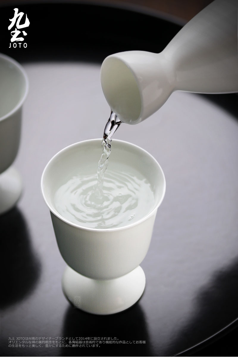 Japanese zen checking ceramic tall foot cup nine soil sample tea cup kung fu tea set contracted white porcelain cup small home