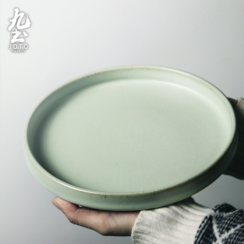 About Nine soil coarse pottery Japanese dishes manual flat home cold dish plate from the dry tea plate plate plate western food