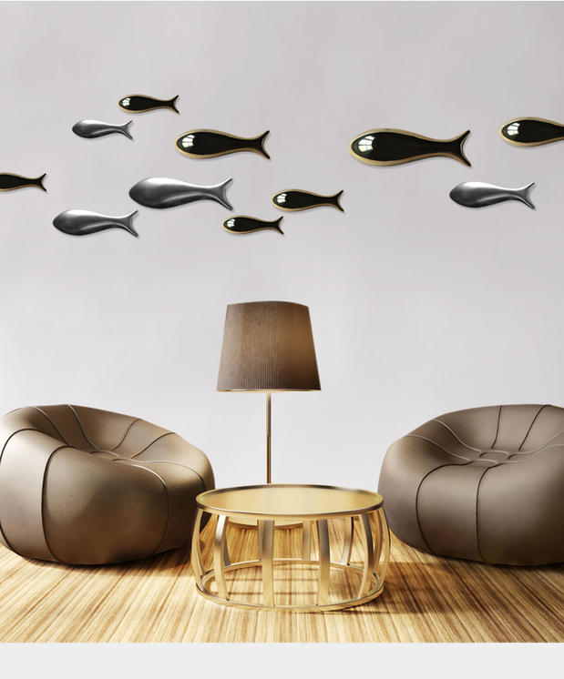 About Nine soil ceramic fish hang wall decoration TV background decoration hanging gold fish pendant coffee shop decoration