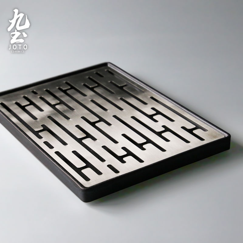 About Nine soil Japanese ceramic tea tray stainless steel household small tea tea tray kunfu tea dry mercifully modern tea tray