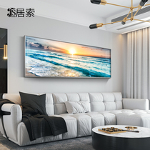 Giant sea view living room decoration painting modern Sunrise Beach atmospheric scenery large size banner family hotel mural